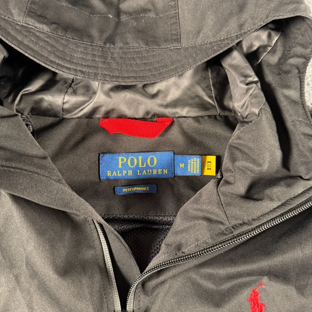 Polo Ralph Lauren Performance Hooded Full Zip Lined Windbreaker Black M